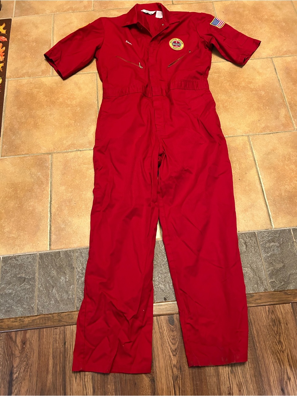 Walls Red Short-Sleeve Men's vintage Coverall Jumpsuit